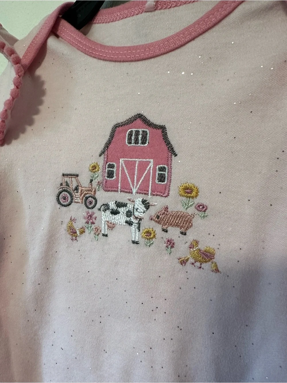 NWT Rugged Bear Baby Girls Pink Farm Barnyard Bodysuit & Pants Set 6-9M